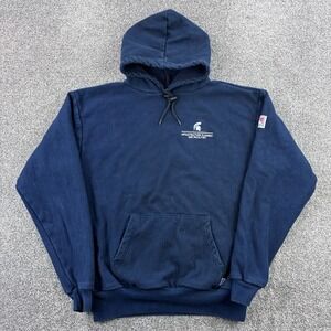 Tyndale FR Hoodie Mens Large  Long Navy Blue Fire Resist Sweatshirt MSU Spartans